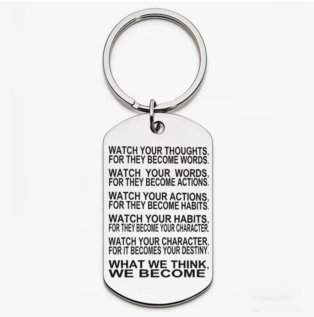 3/$25 What We Think We Become Stainless Steel Keychain NEW